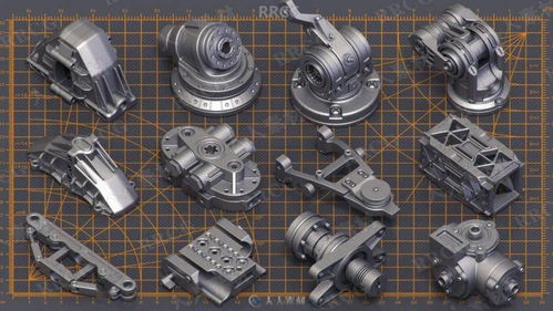 400組科幻硬表面機械零件雕刻細節3D模型合集